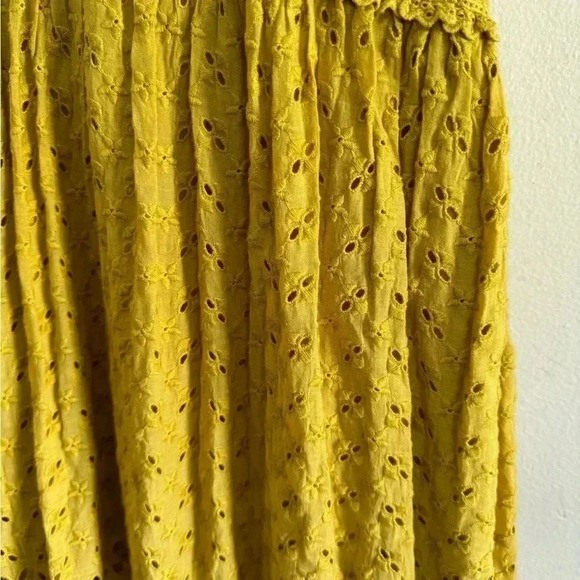 Ulla Johnson Womens Dress Marjorie Chartreuse Yellow Eyelet Ruffle Midi Sz 10 - Picture 12 of 16